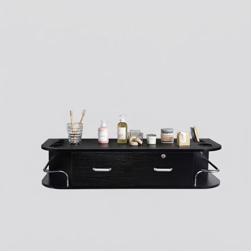 RESHABLE Wall Mount Barber Station, All Black With 5 Holders