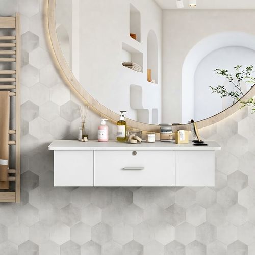 RESHABLE Wall Mount Salon Stations for Hair Stylist, White