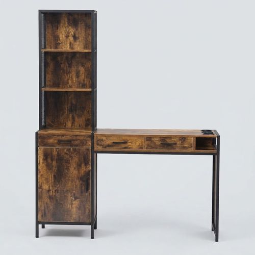RESHABLE Wall Mount Salon Barber Station, Rustic Brown