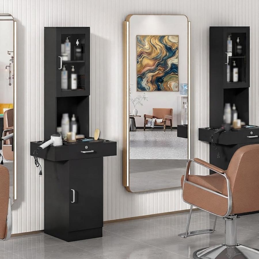RESHABLE Salon Station for Hair Stylist, Black