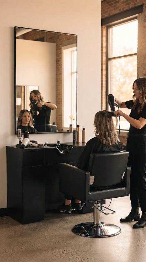 RESHABLE Wall Mount Salon Barber Mirror, Black